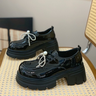女2026新款 系带英伦小皮鞋 春季 学院风厚底JK单鞋 爆款 小个子乐福鞋