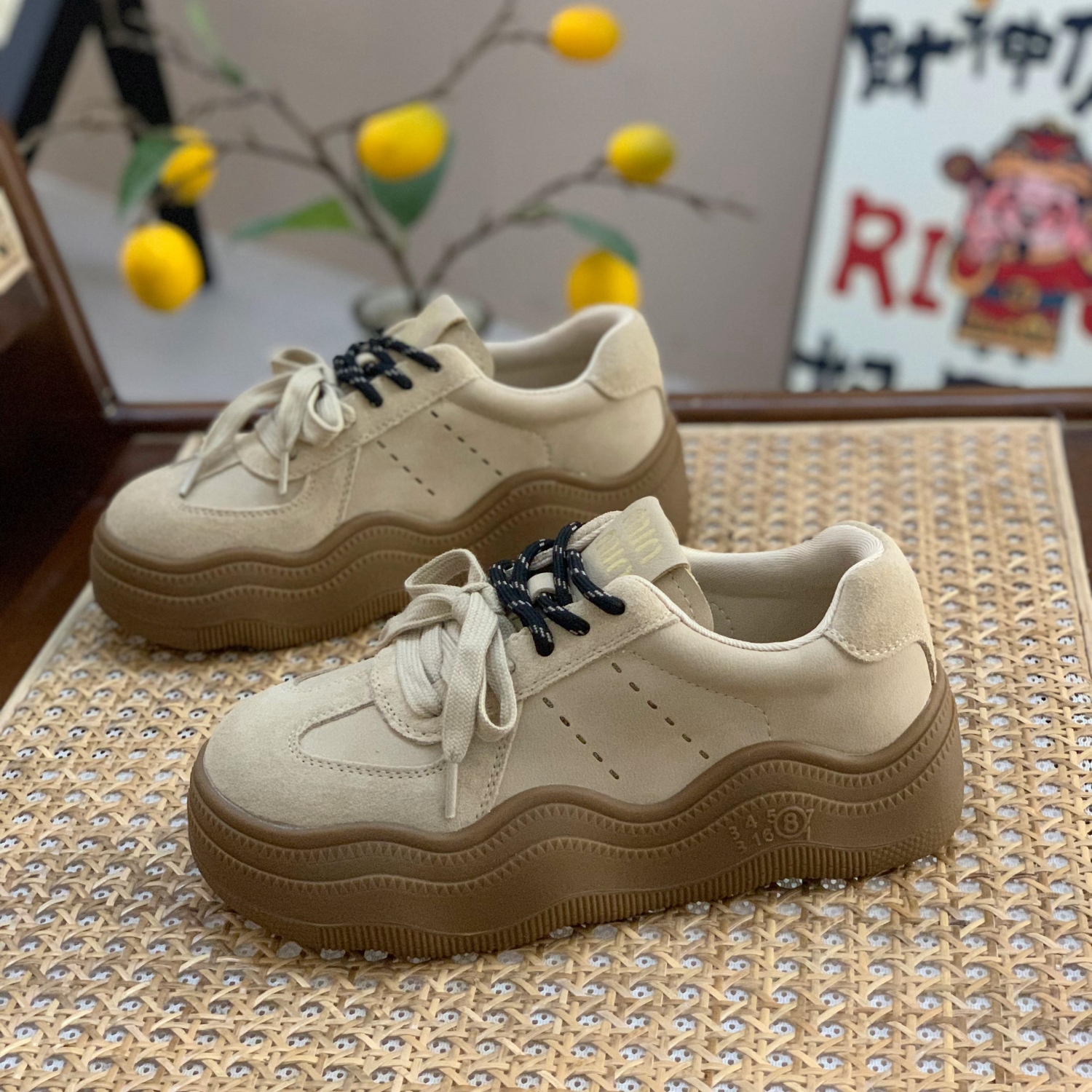 复古显脚小波浪底德训鞋小众板鞋