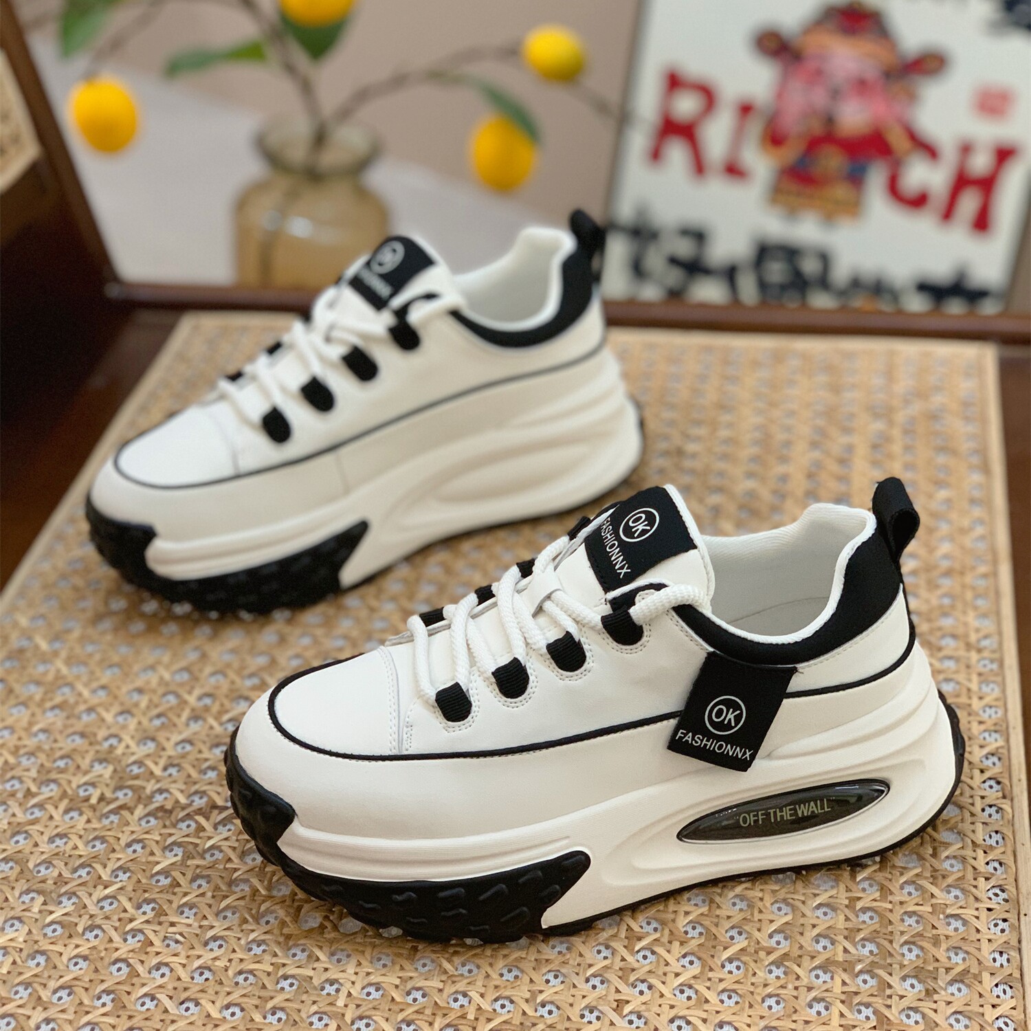 真皮小白鞋女ins潮2026春季新款厚底小个子配裙子休闲板鞋老爹鞋