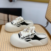 丑萌大头面包鞋 真皮小白鞋 超火网红厚底包头半拖鞋 夏季 女2026新款