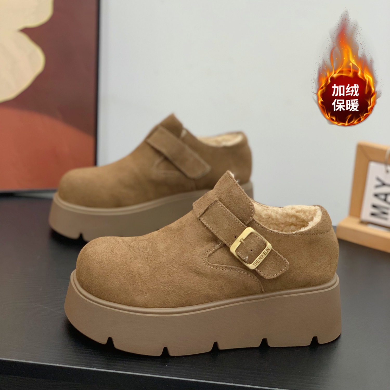 增高显腿长保暖舒适复古百搭棉鞋