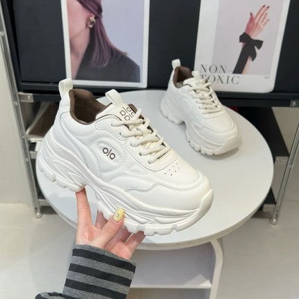 厚底真皮老爹鞋女2025秋季新款炸街复古小个子增高7cm休闲运动鞋