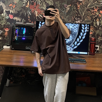 255克全棉小领口短袖t恤