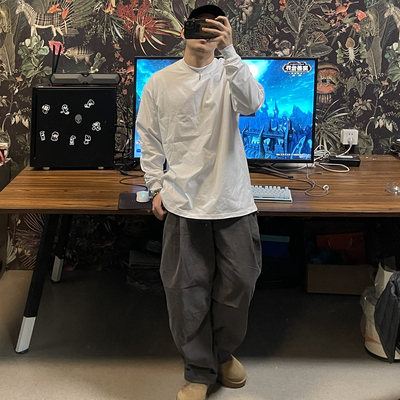 bboy320克小领口长袖纯色打底