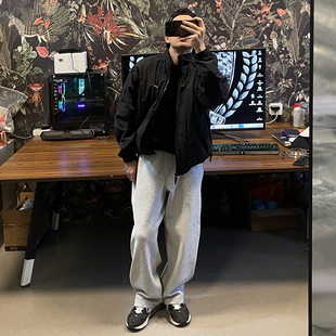 school加肥阔腿卫裤 bboy old 加肥加大嘻哈直筒运动裤 360克