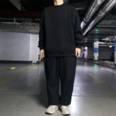 school肥大纯色卫裤 bboy加厚重磅纯色运动套装 old 嘻哈圆领卫衣