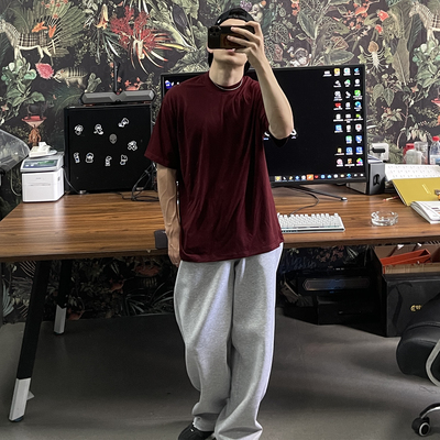 高端嘻哈hiphop复古纯色t恤