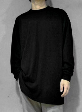 bboy宽松嘻哈bkdmg街头old school重磅hiphop纯色加厚小领口长袖