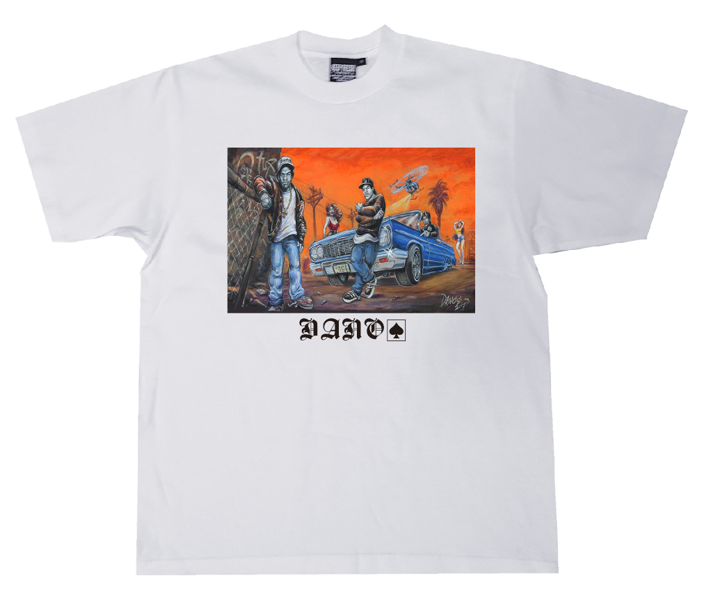 bboy西海岸大码街头old school重磅hiphop街舞美式小领口短袖T恤