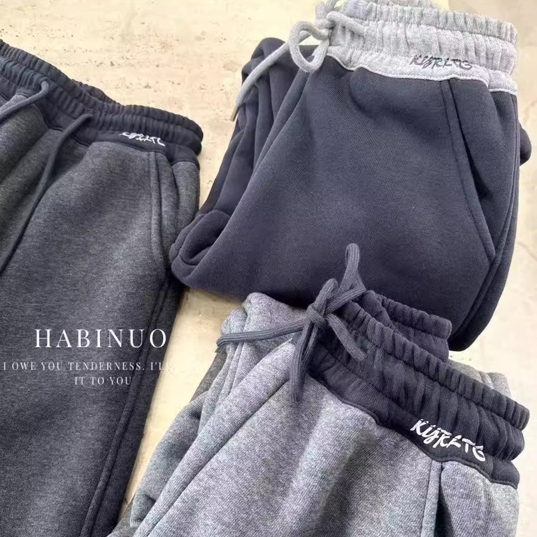 哈比诺男女童冬季加绒加厚羊驼绒直筒裤休闲裤卫裤柔软长裤运动裤