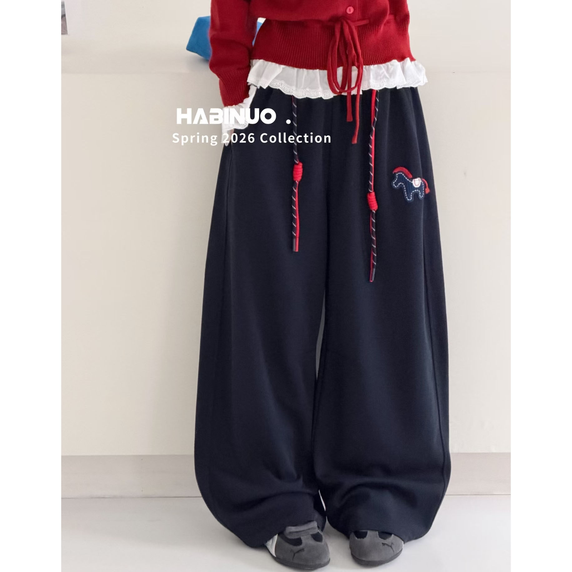 哈比诺春款2026女童宽松刺绣小马休闲裤弯刀裤直筒裤洋气运动裤潮,童装/婴儿装/亲子装,裤子,淘宝优惠券,粉丝福利购,淘宝优惠卷