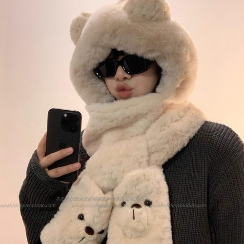 冬季加厚毛绒帽子围巾手套