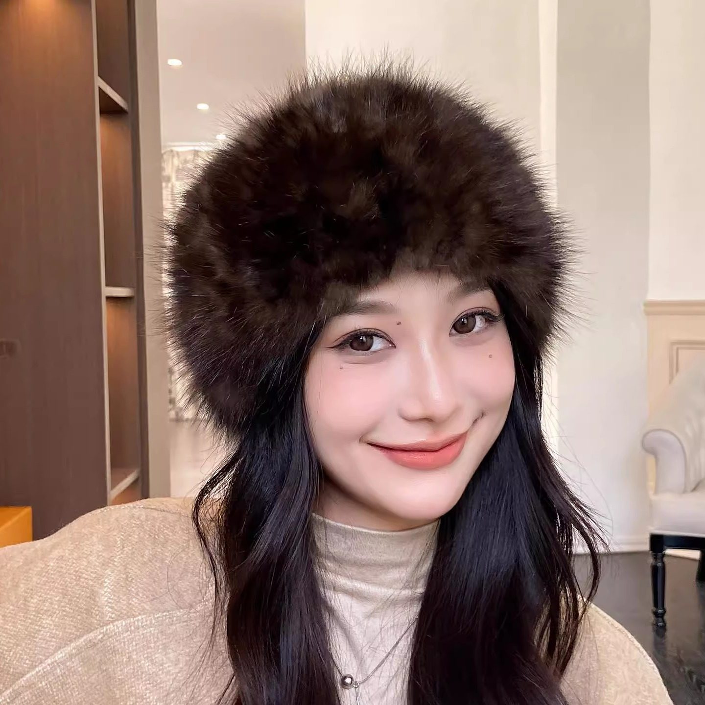 紫貂毛皮草围巾女秋冬保暖围脖脖套韩版气质水貂毛毛编织发带头箍