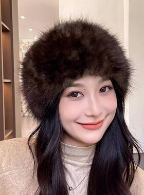 紫貂毛皮草围巾女秋冬保暖围脖脖套韩版气质水貂毛毛编织发带头箍