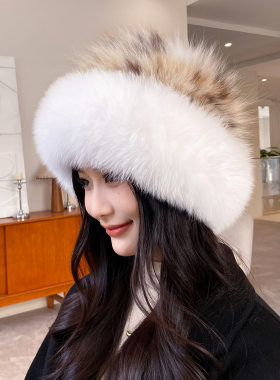 冬季女款保暖护耳皮草渔夫帽