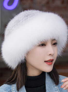 盆帽逛街优雅女秋冬宽檐水貂毛