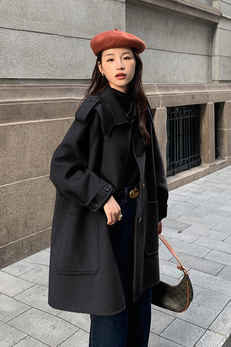 现货M230P225K3582022冬装新款中长款双面毛呢外套羊毛大衣,女装毛呢外套,浙宝088