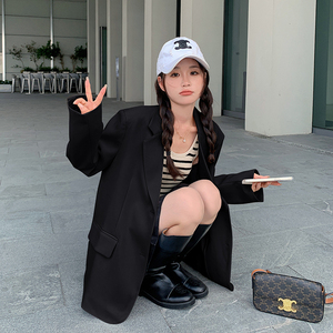 现货M653P115K1682024春秋装新款小西装宽松外套2色,女aj橘红鞋搭配图片