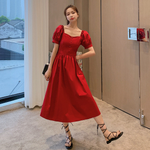 现货 X1015P100K158 2022夏季新款收腰泡泡袖连衣裙图片