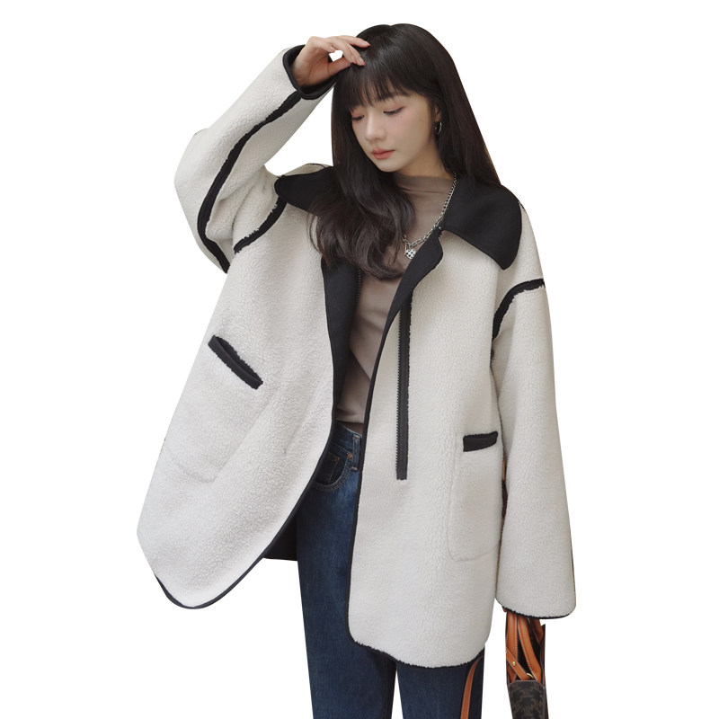 现货M213P185K278冬新款皮毛一体羊羔毛两面穿外套加厚大衣,女装短外套,浙宝088