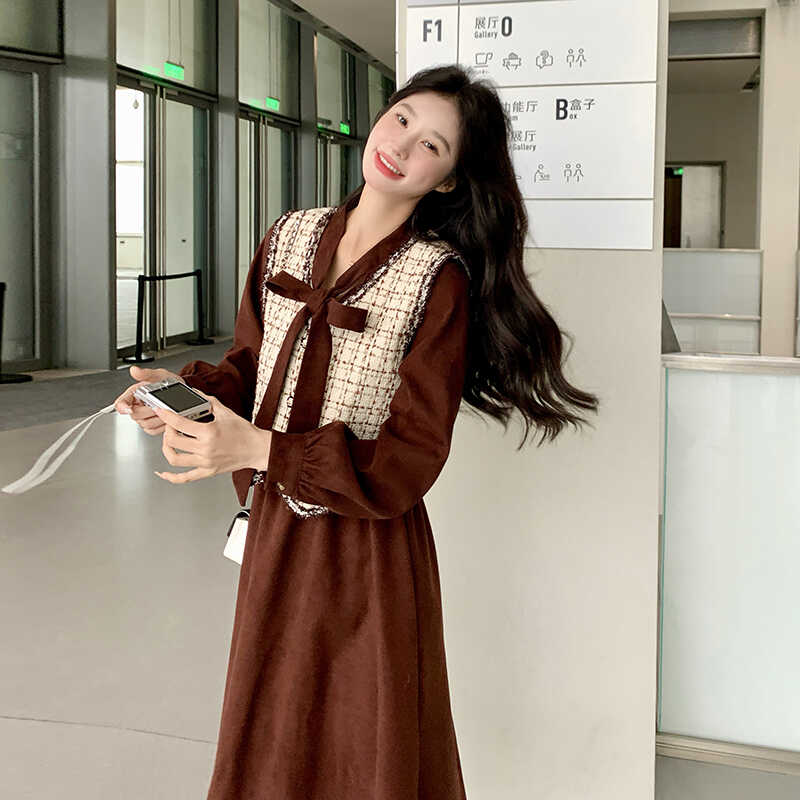 现货M737P145K1982024春秋新款连衣裙娃娃领两件套装小香风,女装连衣裙,浙宝088