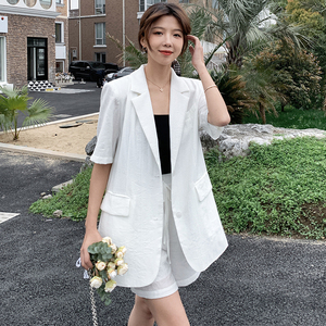 现货X1028 P105K158 2022夏装新款短袖小西装外套套装图片