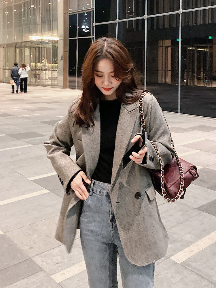 好数据现货主推X153 P105K168 2020高品质斜纹新款小西装外套女图片