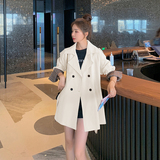 气质高级感白色风衣外套女春秋2025年新款小个子中长款设计感大衣，女装风衣，浙宝088