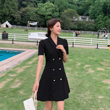 现货X356P90K1482024夏季新款西装领连衣裙两色高品质，女装连衣裙，浙宝088