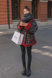 现货X915P170K2682022冬装新款格子撞色机车服羊羔毛外套，女装毛呢外套，浙宝088