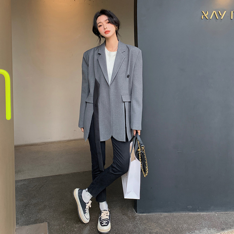 现货M375P120K1782024春装新款撞色拼接不规则西装外套女,女装西装,浙宝088