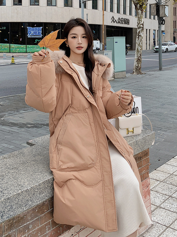 现货M360P425K588羽绒服90真毛领2024冬装连帽长款外套,女装羽绒服,浙宝088
