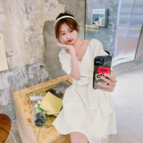 出货M536P105K1582024夏装V领定制面料短款收腰蝴蝶结连衣裙，女装连衣裙，浙宝088