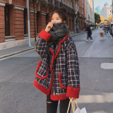 现货X915P170K2682022冬装新款格子撞色机车服羊羔毛外套，女装毛呢外套，浙宝088