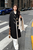 现货M220P275K4182022牛角扣双面毛呢外套中长款大衣2色，女装毛呢外套，浙宝088