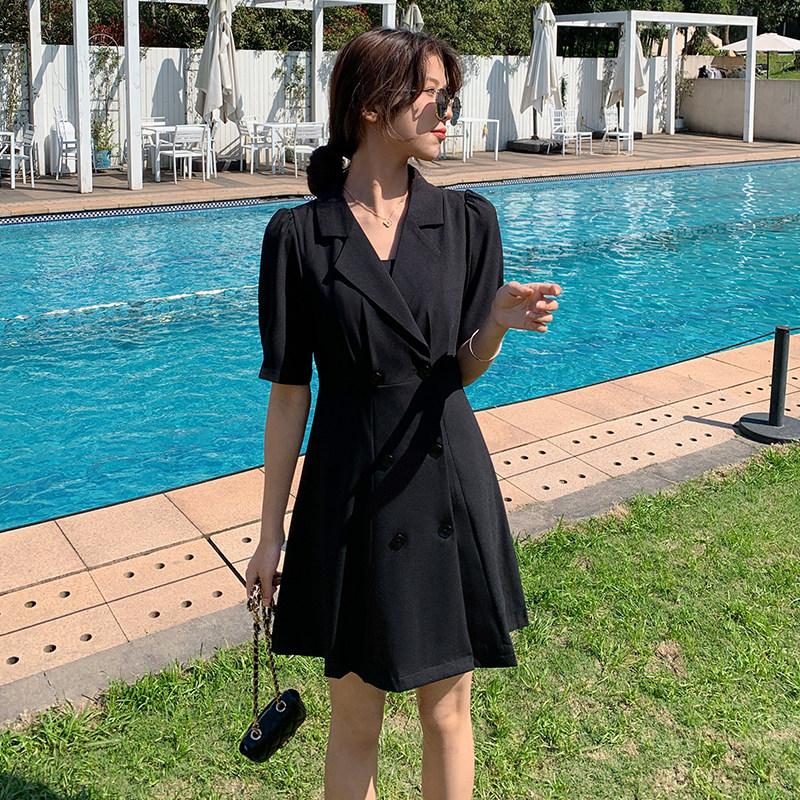 高级感炸街西装连衣裙女春夏2025年新款女装御姐轻熟风气质小黑裙,女装连衣裙,浙宝088