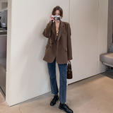 韩版流行咖色小西装外套女春秋2025新款春装时尚气质宽松西服上衣，女装西装，浙宝088