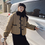 出货M211p165K2582022冬装新款撞色菱格服短外套，女装棉衣/棉服，浙宝088