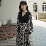 现货M132P115K1682022秋装新款印花拼色连衣裙，女装连衣裙，浙宝088