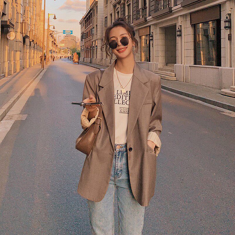 现货X983P110K1682022春秋装新款内里条纹单排扣小西装外套，女装西装，浙宝088