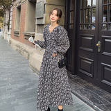 现货M670P115K1682024春秋装长款高品质中长款碎花连衣裙，女装连衣裙，浙宝088