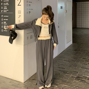 现货M752P175K228卫衣外套撞色假两件上衣裙子两件套装女2色