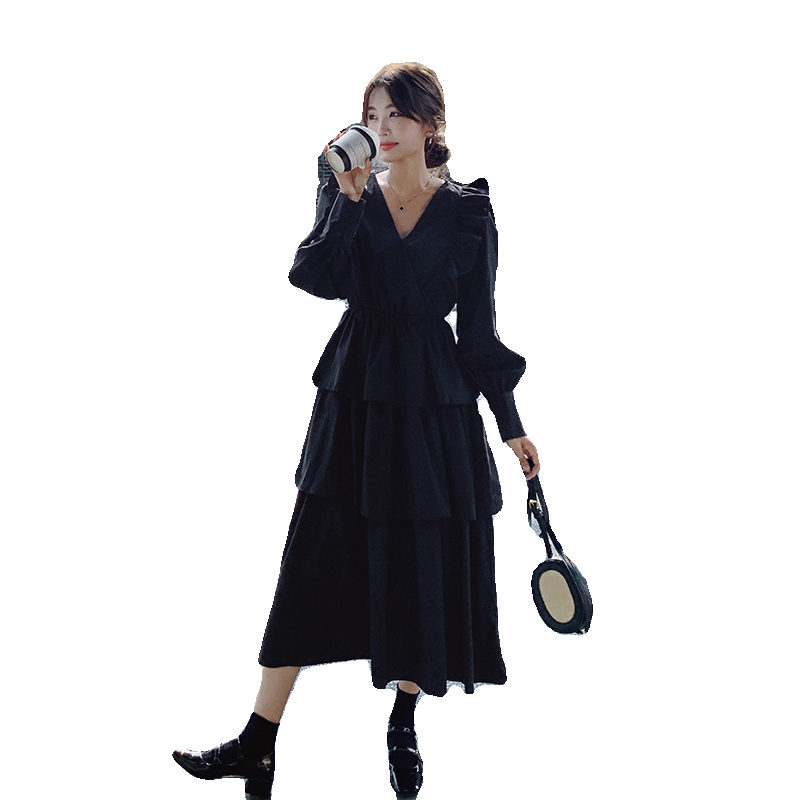 现货M665P115K1682024春秋装长款高品质中长款蛋糕连衣裙,女装连衣裙,浙宝088