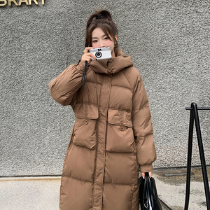 设计感连帽羽绒服女2024冬季新款高级感炸街收腰显瘦白鸭绒面包服图片