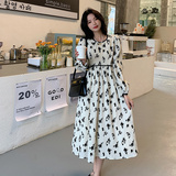 法式碎花连衣裙春秋女装2025新款春装时尚温柔气质别致收腰长裙冬，女装连衣裙，浙宝088