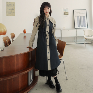 今年流行时尚拼接撞色风衣外套女春秋2025年新款春装中长款大衣潮图片