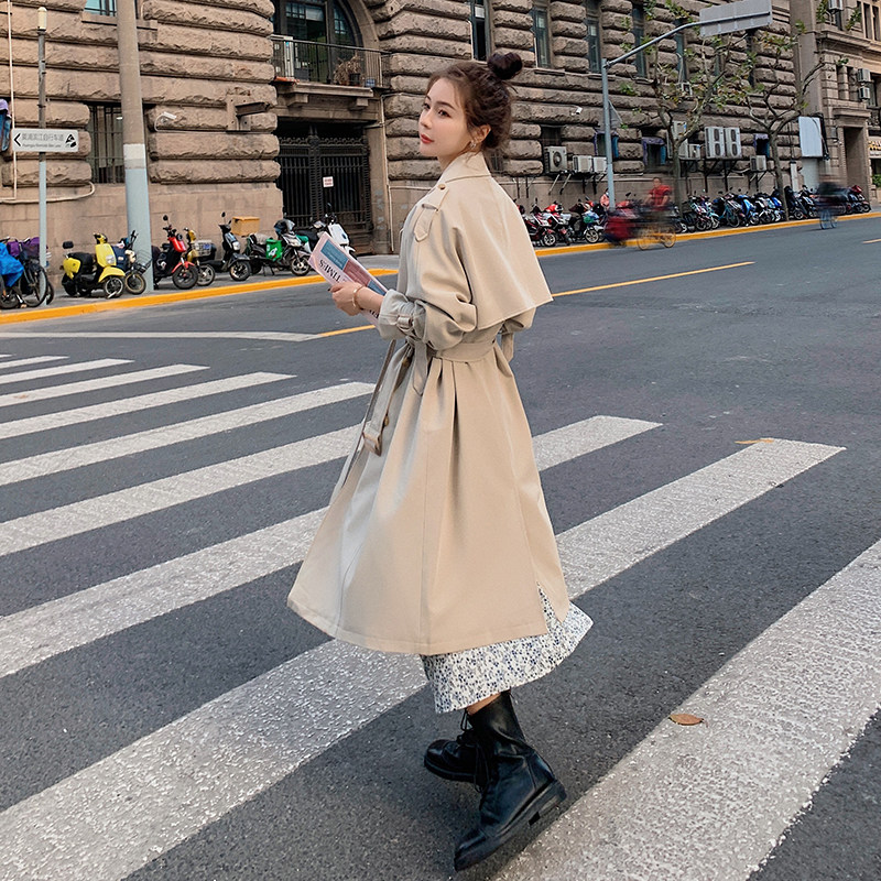 现货X971P145K1982021春装新款中长款纯色风衣外套，女装风衣，浙宝088