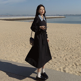 出货M387P120K1782024春秋装新款假两件撞色连衣裙，女装连衣裙，浙宝088