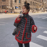 现货X915P170K2682022冬装新款格子撞色机车服羊羔毛外套，女装毛呢外套，浙宝088