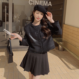 现货M513P135K1882024春装新款小香风拼皮单排扣外套女，女装短外套，浙宝088